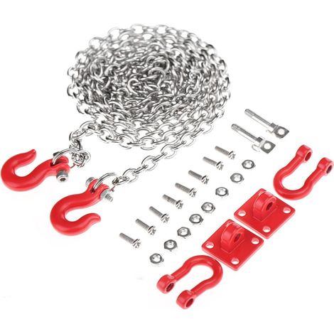 Chaîne de crochet de remorquage RC, crochet de remorquage en forme de U, manilles de treuil de corde de remorque, assemblage de pièces pour voiture sur chenilles d'escalade 1/10 RC (1/5)