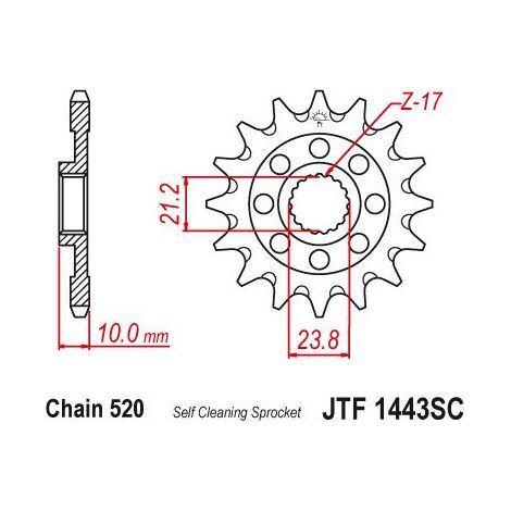 Pignon TT Suzuki - 520 - 14 Dents - Similaire JTF1443 - Made in Germany