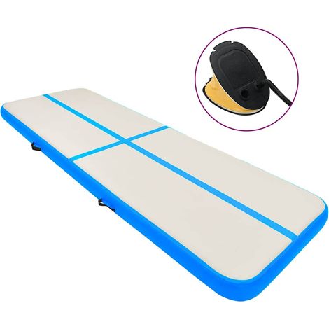 Aufblasbare Gymnastikmatte mit Pumpe 400x100x20 cm PVC Blau