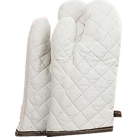 TAISHENGDA-Gants de Four, Gants de Cuisine, Résistant à Chaleur, Imperméable et Antidérapant, Maniques pour Four Barbecue Cuisson Manipulation, Coton Doublure - 1 Paire, Blanc (Large 33x17.5cm) (1/5)
