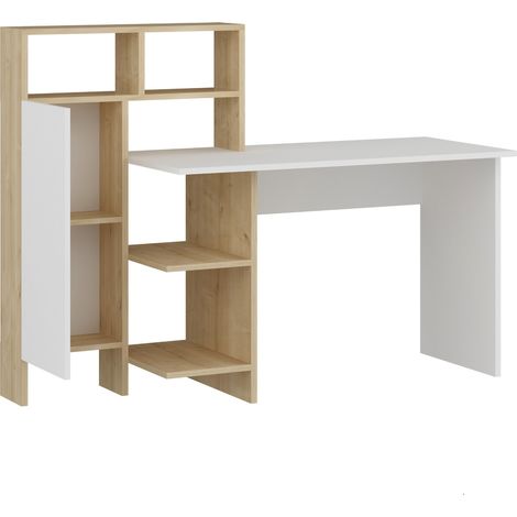 Scrivania Jato, 7 Ripiani, Un'anta, 7 Vani, 71x60x74h cm Bianco