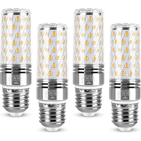 Ampoules LED E27 Maïs, Lot de 4, 12W équivalent 100W halogène, Blanc chaud 3000K, 1400lm, Sans scintillement, Non dimmable, AC 175-265V