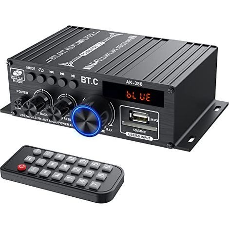 Applicable Amplificateur de Puissance Audio Stéréo Récepteur Bluetooth 5.0 Amplificateur Audio sans Fil 40Wx40W avec LED Support USB SD BT Entrée avec Alimentation pour Téléphone MP3 AV (1/5)