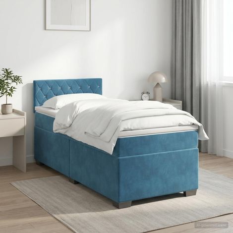 Cama box spring con colchón Azul Oscuro 90 x 200 cm Terciopelo (1/5)