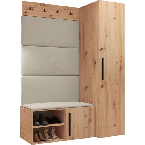 Conjunto para recibidor Nitos II, Manila 02, 191x124x50cm, Tapiz, Aglomerado laminado, Montada en la pared, Colocada