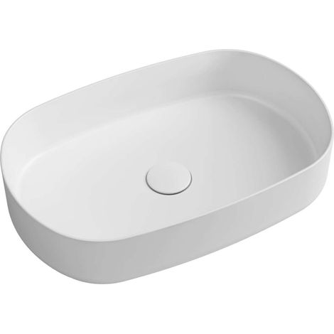 Sapho Infinity - Lavabo da appoggio, 55x36 cm, senza troppopieno, bianco opaco 10NF65055-2L (1/4)