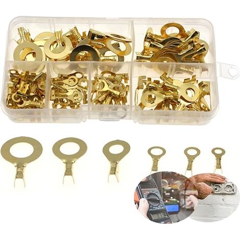 150Pcs Uninsulated SC Ring Terminals Gold M3 M4 M5 M6 M8 (1/5)