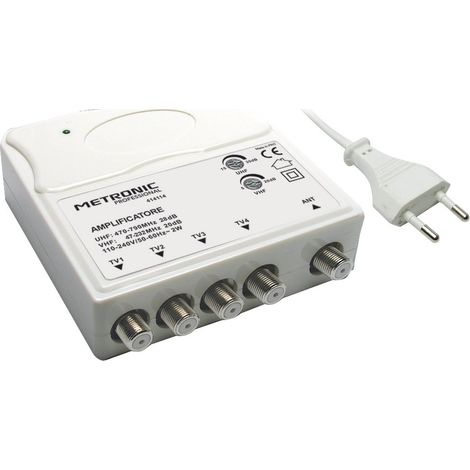 Amplificatore Interno 1 in 4 Out 1 Ingresso Uhf Vhf 4 Uscite Tv Metronic (1/2)