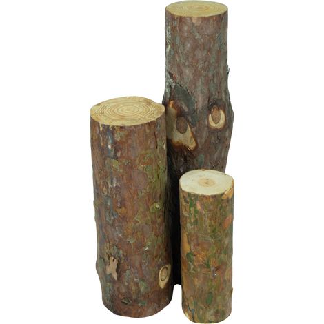 3er Set Deko-Holzstämme aus Tannenholz rustikale Vintage-Deko (1/5)
