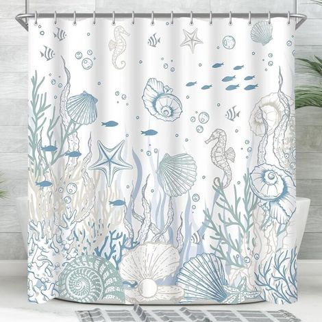 Rideau de douche t ourlet lesté, imperméable, lavable, en polyester, avec 12 œillets et anneaux de rideau de douche, pour salle de bain, baignoire