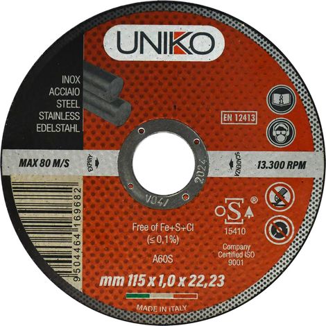 MOLA ABRASIVA PER INOX/FERRO ø 115 x 1,6 - set 5 pezzi  - UNIKO