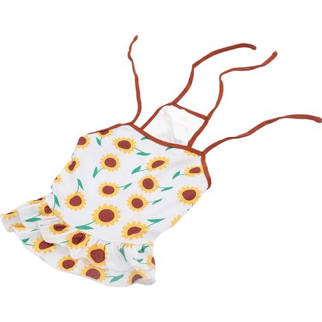 Jupe à bretelles pour animaux de compagnie, imprimé tournesol, respirante et confortable, pour chiens et chats de petite et moyenne taille (XL). (1/5)