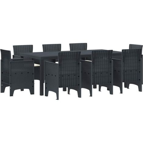 Ensemble table et chaises de jardin 9 pièces, gris anthracite (1/5)
