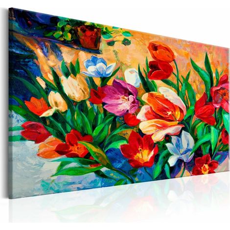 Tableau art des couleurs tulipes - 90 x 60 cm (1/4)