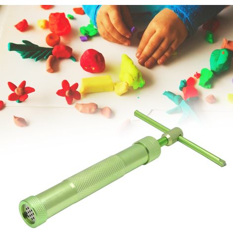 Pistolet extrudeur de pâte polymère rotatif en acier inoxydable vert pour la pâtisserie, la sculpture de gâteaux et le modelage de pâte à sucre. (1/5)