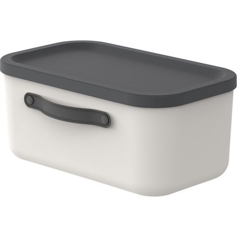 Rotho Aufbewahrungsbox Mythen mit Deckel 39,5 x 26,5 cm 12 L beige-schwarz