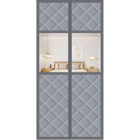 Rideau de porte thermique magnétique(80x200cm), rideau en tissu Oxford épais doublé de coton, coupe vent et isolant contre le froid, fermeture automatique, pour maison, appartement, terrasse ou intéri (1/5)