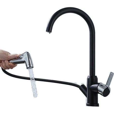 Grifo de cocina con caño flexible extraíble, diseño para montaje sobre encimera, 04027LB (1/2)