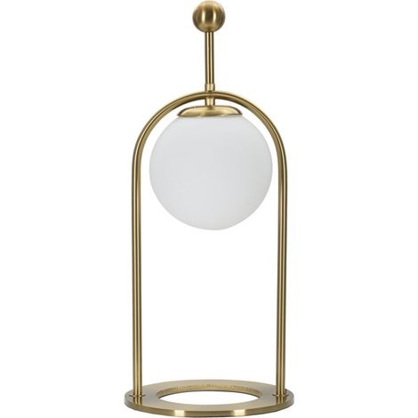 Lampada da tavolo Glamy Arc B in ferro dorato e vetro opalino Ø 21 cm