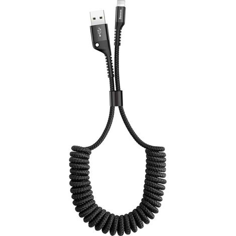 Cable USB para iPhone con resorte - Lightning Fish Eye 1m Negro