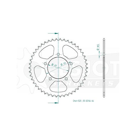 Couronne Acier Suzuki - 520 - 46 Dents - Similaire JTR823 - Made in Germany