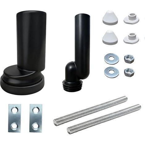 Wall-mounted toilet connection set with mounting bar, fixing nuts and caps, suitable for hanging toilets as a toilet connection kit (diameter = 90 mm, d1 = 45 mm). (1/5)