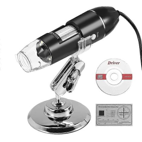 Microscope numérique USB 3 en 1, caméra endoscopique, grossissement réglable avec support pour PC, grossissement 1600x (1/5)