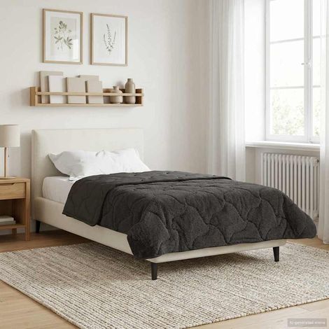 Sommerdecke Anthrazit 155 x 200 cm Mikrofaser und Teddy-Fleece