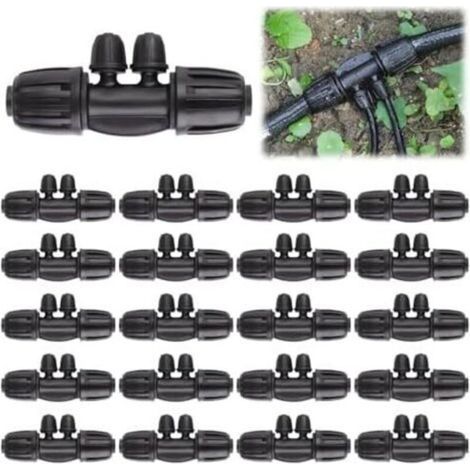 10cm 20Pcs Locked Barbed T Connectors Kit Drip Irrigation Fittings Tube Lock Connector Irrigation Parts Barbed Lock (1/5)