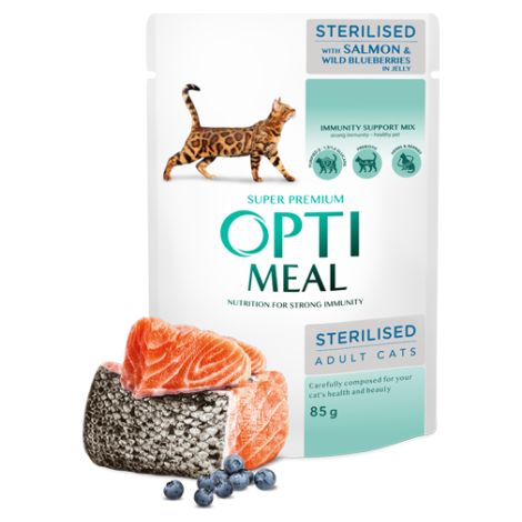 Saumon stérilisé pour chat OPTIMEAL aux baies 85 g