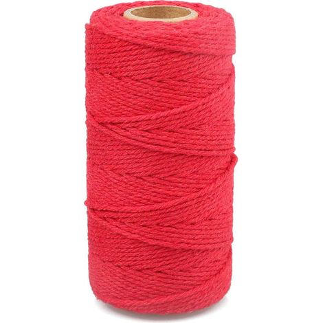Corde Macramé en Coton Ficelle Décorative 2mm x 100m pour Bricolage, Travaux Manuels, Emballage Cadeau - Rouge (1/5)