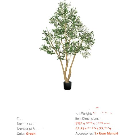 Arbre Artificiel, Design Réaliste, Branches Personnalisables, 6ft Olivier (1/2)