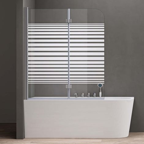 doporro 120x140 cm Design-Duschwand für Badewanne Badewannenaufsatz Duschabtrennung 6mm ESG-Sicherheitsglas inkl. NANO-Beschichtung Badewannenfaltwand (1/5)