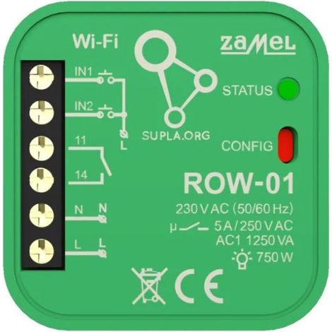 Einbau-WLAN-Empfänger 1-Kanal bidirektional ROW-01 supla Zamel SPL10000001 (1/5)