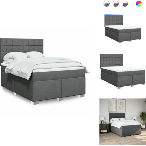 Sommier à lattes de lit avec matelas Gris foncé 160x200cm Tissu - Sommier À Lattes De Lit - Sommiers À Lattes De Lit - Lit - Meuble De Chambre À Coucher (1/5)