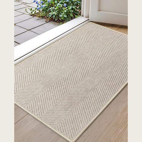 Tapis de sol à texture tissée exquise, coloris kaki, grand format 61 x 92 cm, tapis de porte anti-poussière et doux (1/5)