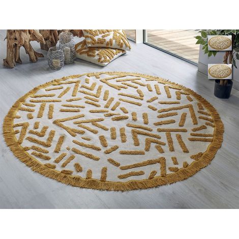 Alfombra  Hilos Trazos Mostaza 150D.Cms. 150X1X150 Cms