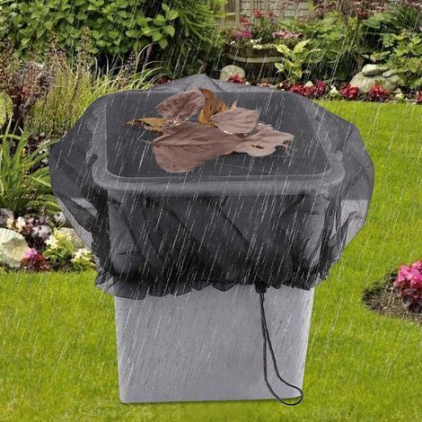 Cubierta de malla para barriles de lluvia, rejilla para barriles de lluvia, cubos de recolección de agua, tanque de lluvia, protector de herramientas de jardín para exteriores, cubos de lluvia, barra (1/5)