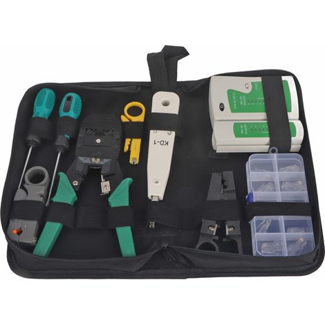 Kit d'outils de test réseau RJ11 RJ45 - Ensemble combiné 11 pièces pour câbles LAN (1/5)