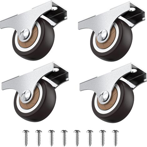 LaBlanc - Juego de 4 ruedas pequeñas para muebles de 32 mm, no giratorias, mini ruedas de goma blanda, ruedas fijas, ruedas para muebles, capacidad total 45 kg, para electrodomésticos, equipos y cajas (1/5)