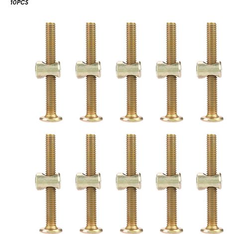 Lot de 10 boulons à tête cylindrique M6 en acier au carbone de 50 mm pour meubles, avec écrous cylindriques de 6 mm. (1/5)