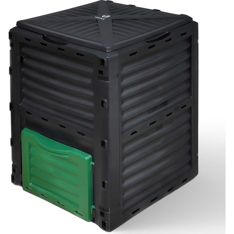 300-Liter-Gartenkomposter, hochwertige Komposttonne für Gartenabfälle, stoß- und UV-beständiger Polypropylen-Kompostbehälter, schwarz-grün, 1 Stück (1/5)