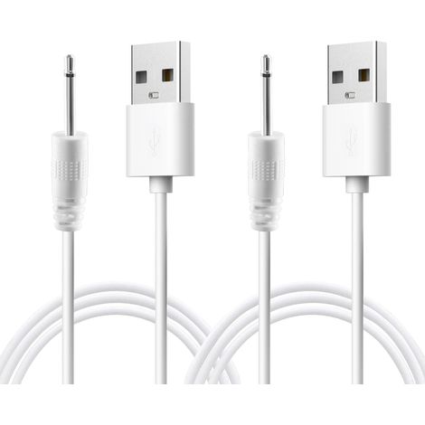 Câble de Charge de Remplacement DC 2,5 mm, 2PCS Cordons de Chargeur USB pour Masseurs - Blanc (1/5)