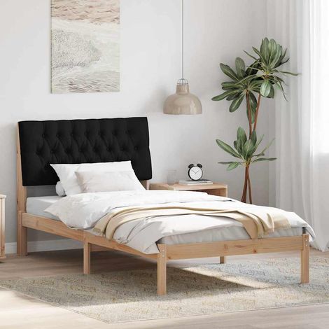Estructura de Cama con Cabecera Tapizada Marrón 100 x 200 cm
