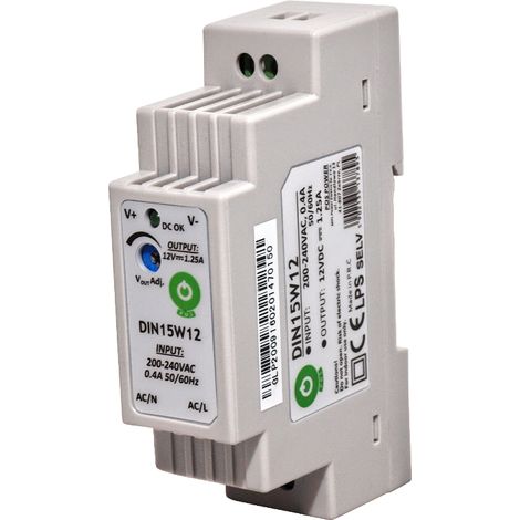 DIN15W5: DIN-Schienen-Netzteil 5V/2A, Kunststoffgehäuse, Stufenausführung