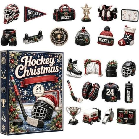 Calendrier de l'Avent Noël Hockey sur Glace 2026 Décor Acrylique 2D (1/5)