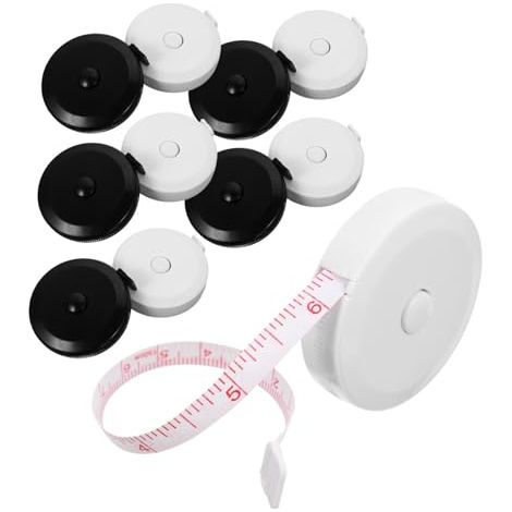 Lot de 10 mètres ruban Lurrose, ruban de mesure automatique rétractable double face transparent avec échelle, idéal pour la prise de mesures corporelles et la couture, petit format en plastique (1/5)