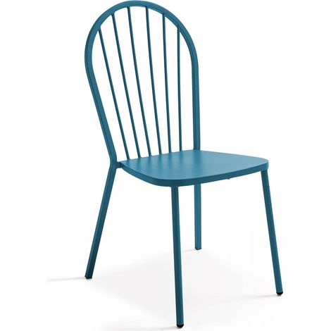 Chaise bistrot en métal bleu pacific