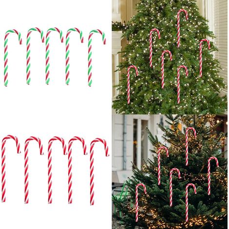 10er-Pack Zuckerstangen-Weihnachtsschmuck, festliche Weihnachtsbaumdekoration, Partyzubehör für Zuhause, Farben, für Familie und Veranstaltungen