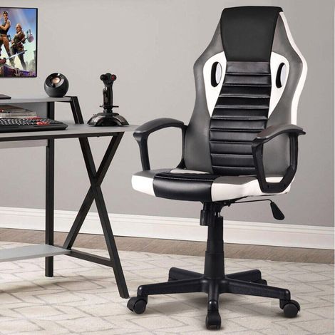 Sedia Poltrona Gaming Scrivana Ufficio Casa Regolabile Girevole Direzionale Grey (1/4)